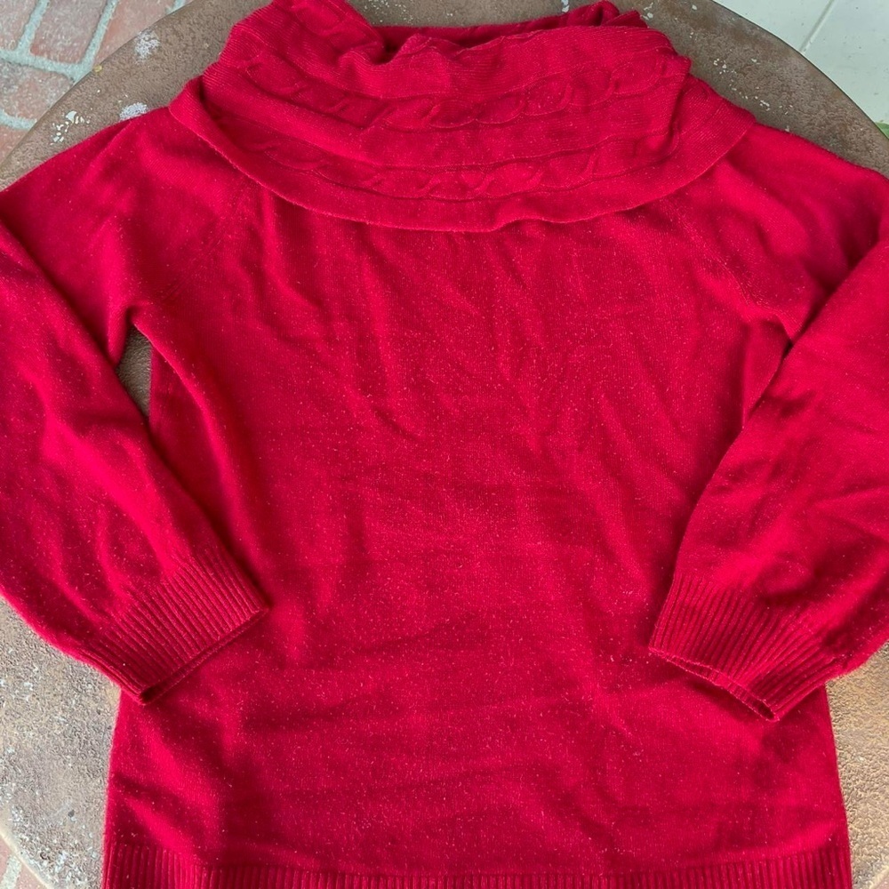 Vintage Red Jones Wear sweater with mock neck and balloon sleeves sz m - Picture 4 of 6